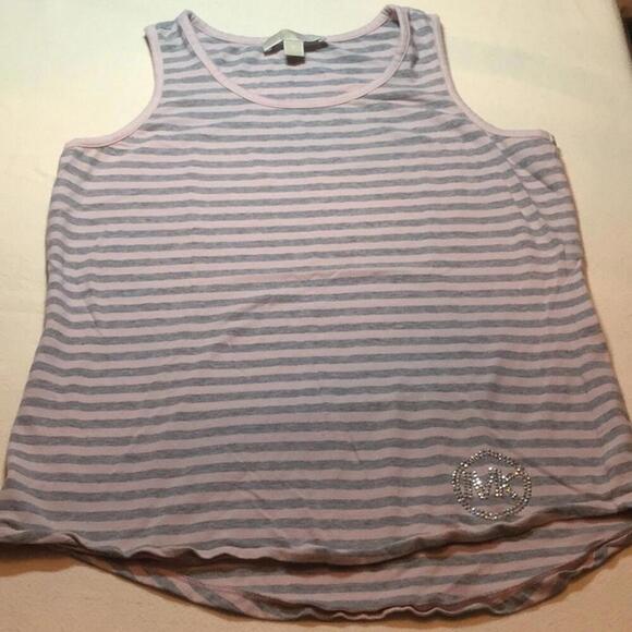 Michael Kors pink grey striped medium Tank Top - Picture 1 of 8